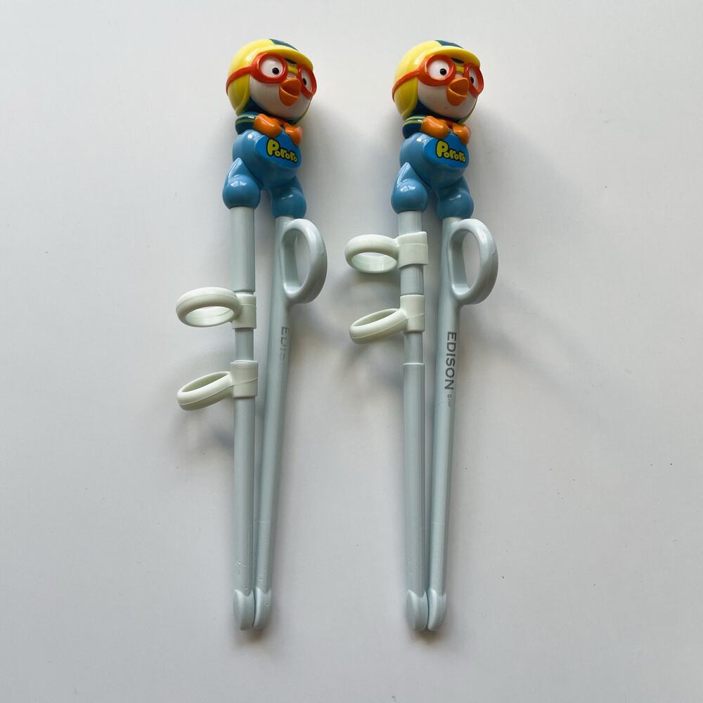 Edison Training Chopsticks Pororo Kids Character Penguin Two Sets